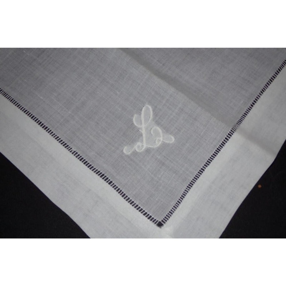 12 PC EMBROIDERY CURSIVE L CLOTH NAPKINS - Picture 7 of 7
